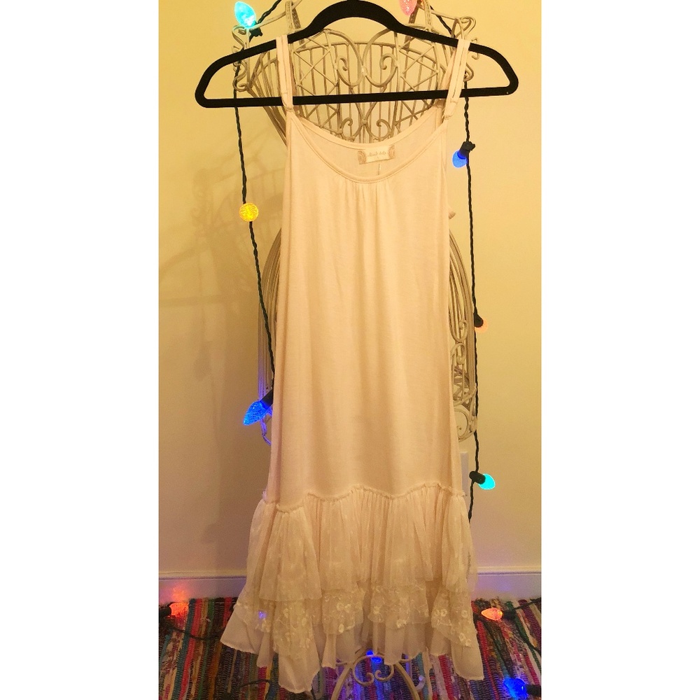 Altar'd State Cream Slip Extende with Lace Ruffles